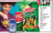 Simba Potato Chips 120g+Coca Cola Soft Drink 300ml+Mentos Chewing Gum Nano Bottle 10s-For All