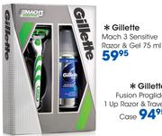  Gillette Mach 3 Sensitive Razor & Gel-75ml
