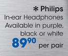 Philips In-Ear Headphones-Per Pair