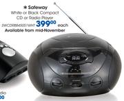 Safeway White Or Black Compact CD Or Radio Player SWCDRBB45051WHT