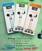 Ifrogz InTone Earphones-Per Pair
