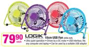 Logik 10Cm USB Fan HVRA-4UR-Each