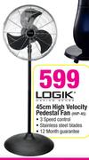 Logik 45Cm High Velocity Pedestal Fan HVP-45