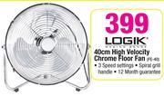 Logik 40Cm High Velocity Chrome Floor Fan FE-40