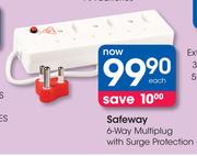 Safeway 6-Way Multiplug With Surge Protection-Each