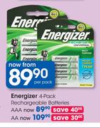 Energizer 4-Pack Rechargeable Batteries AA-Per Pack