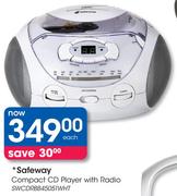 Safeway Compact CD Player With Radio(SWCDRBB45051WHT)-Each