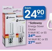 Safeway Energy Saver Globe 8 Watt BC Or ES-Each