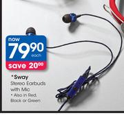 Sway Stereo Earbuds With Mic-Each