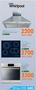Whirlpool 60cm Stainless Steel Extractor +Ceran Touch Control Ceramic Hob + S/Steel Eye Level Oven 