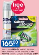 Gillette Mach 3 Sensitive Manual Blade 4-Pack