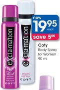 Coty Body Spray For Women-90ml Each