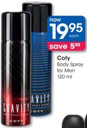 Coty Body Spray For Men-120ml Each