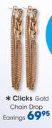 Clicks Gold Chain Drop Earrings