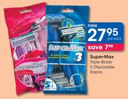 Super Max Triple Blade 5 Disposable Razors-Per Pack