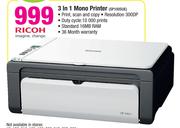 Ricoh 3 In 1 Mono Printer SP100SUE
