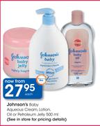 Johnson's Baby Aqueous Cream, Lotion Oil Or Petroleum Jelly-500ml Each