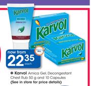 Karvol Arnica Gel 10 Capsules/Decongestant Chest Rub-50g Each