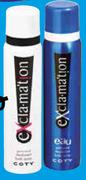 Coty Ex'cla-Ma'tion Body Spray Assorted-90ml Each