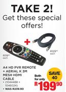 A4 HD PVR Remote + Aerial K 3M Mesh HDMI Cable