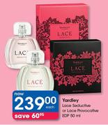 Yardley Lace Seductive Or Lace Provocative EDP-50ml Each
