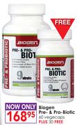 Biogen Pre & Pro Biotic 60 Vegecaps+ 30 Free