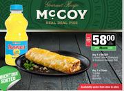 Any 1 x McCoy Limited Edition Chakalaka & Grabouw Sausage Roll+Any 1 x Clover Tropika 500ml-Both For