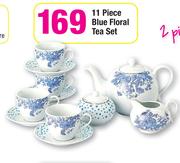 11 Piece Blue Floral Tea Set
