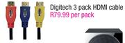 Digitech 3 Pack HDMI Cable-Per Pack
