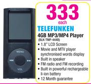 Telefunken 4GB MP3/MP4 Player BLK-TMP-444b