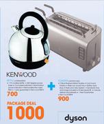 Kenwood 1.7L Cordless Kettle OWSK620003+Kenwood 2 Slice Brushed Metal Toaster OWTTM31203