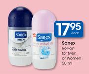 Sanex Roll-On For Men Or Women-50ml Each