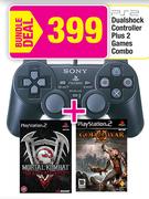 PS2 Dualshock Controller Plus 2 Games Combo