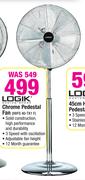 Logik Chrome Pedestal Fan HVFS 40-TX1 F