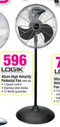 Logik 45cm High Velocity Pedestal Fan HVP-45