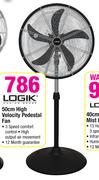 Logik 50cm High Velocity Pedestal Fan