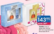 Yardley Lace Or White Satin Gift Sets EDT 15ml & Perfumed Body Spray 90ml-Per Set