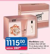 Montblanc Lady Emblem Elixir Gift Set 75ml, Body Lotion 100ml & Travel Size 7.5ml-Per Set