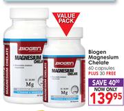 Biogen Magnesium Chelate 60 Capsules + 30 Free