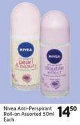 Nivea Anti-Perspirant Roll-On Assorted-50ml Each
