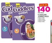Cuddlers Jumbo Pack Size 3-70's,Size 4-66's,Size 4+-60's,Size 5-56'sPack- Per Pack