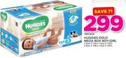 Huggies Gold Mega Box Boy/Girl Size 3-144's, Size 4-120's, Size 4-108's, Size 5-100's Pack- Per Box