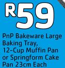 PnP Bakeware Large Baking Tray,12-Cup Muffin Pan Or Springform Cake Pan 23cm-Each