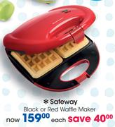Safeway Black Or Red Waffle Maker-Each