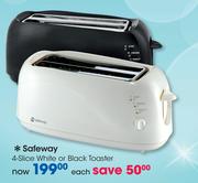 Safeway 4-Slice White or Black Toaster