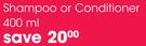 Dove Shampoo Or Conditioner-400ml Each