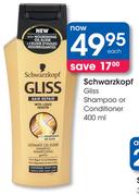 Schwarzkopf Gliss Shampoo Or Conditioner-400ml