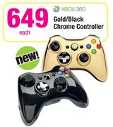 Xbox 360 Gold/Black Chrome Controller-Each