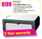 Ricoh 3-In-1 Mono Printer SP100SUE