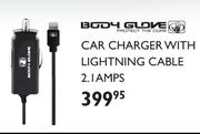 Body Glove Car Charger With Lightning Cable 2.1AMPS